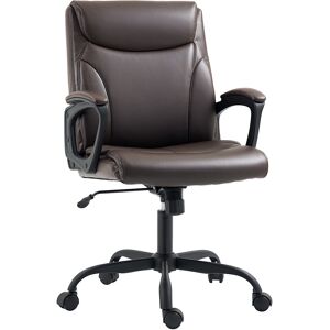 HOMCOM Swivel Office Chair, Faux Leather Desk Chair with Adjustable Height, Tilt Function & Wheels for Office & Study, Brown Aosom UK HOMCOM Swivel Office Chair, Faux Leather Desk Chair with Adjustable Height, Tilt Function & Wheels for Office & Study, Brown Aosom UK