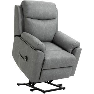 HOMCOM Power Lift Chair Electric Riser Recliner for Elderly, Faux Leather Sofa Lounge Armchair with Remote Control and Side Pocket, Grey HOMCOM Power Lift Chair Electric Riser Recliner for Elderly, Faux Leather Sofa Lounge Armchair with Remote Control and Side Pocket, Grey