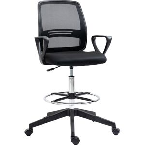 Vinsetto Ergonomic Mesh Back Drafting Chair, Draughtsman Chair, 360° Swivel Tall Office Chair with Adjustable Height and Footrest, Black Aosom UK Vinsetto Ergonomic Mesh Back Drafting Chair, Draughtsman Chair, 360° Swivel Tall Office Chair with Adjustable Height and Footrest, Black Aosom UK