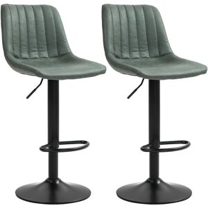HOMCOM Adjustable Bar Stools Set of 2 Counter Height Barstools Dining Chairs 360° Swivel with Footrest for Home Pub, Green HOMCOM Adjustable Bar Stools Set of 2 Counter Height Barstools Dining Chairs 360° Swivel with Footrest for Home Pub, Green
