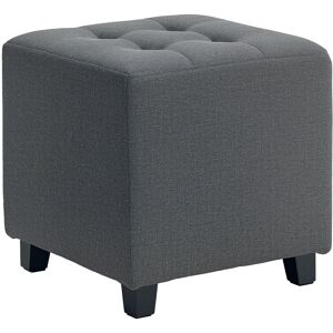 HOMCOM Square Footstool, Linen Fabric Footrest Foot Stool with Rubber Wood Legs and Padded Seat for Living Room, Entryway, 35 x 35 x 35cm, Grey HOMCOM Square Footstool, Linen Fabric Footrest Foot Stool with Rubber Wood Legs and Padded Seat for Living Room, Entryway, 35 x 35 x 35cm, Grey