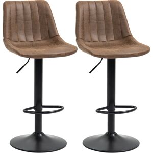 HOMCOM Breakfast Bar Stools Set of 2, 59-80cm Sitting Hight Leather Upholstered Bar Chairs with Back, Swivel Seat, Brown Aosom UK HOMCOM Breakfast Bar Stools Set of 2, 59-80cm Sitting Hight Leather Upholstered Bar Chairs with Back, Swivel Seat, Brown Aosom UK