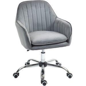 HOMCOM Office Chair, Swivel Desk Chair, Velvet-Feel Fabric Vanity Chair with Adjustable Height & Rolling Wheels for Home Work Study, Grey Aosom UK HOMCOM Office Chair, Swivel Desk Chair, Velvet-Feel Fabric Vanity Chair with Adjustable Height & Rolling Wheels for Home Work Study, Grey Aosom UK