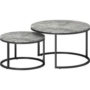 HOMCOM Industrial Nesting Coffee Table Set of 2, Round Coffee Tables, Living Room Table with Faux Cement Top and Steel Frame Aosom UK HOMCOM Industrial Nesting Coffee Table Set of 2, Round Coffee Tables, Living Room Table with Faux Cement Top and Steel Frame Aosom UK
