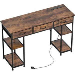 HOMCOM 120cm Computer Desk with Power Outlets, Office Desk Study Table with Fabric Drawers and Storage Shelves, Rustic Brown HOMCOM 120cm Computer Desk with Power Outlets, Office Desk Study Table with Fabric Drawers and Storage Shelves, Rustic Brown