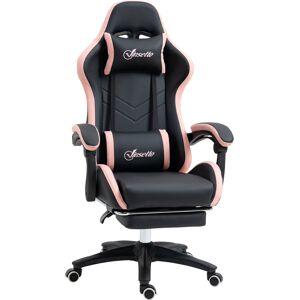 Vinsetto Computer Gaming Chair, PU Leather Desk Chair with Footrest, Swivel Task Chair with 135° Reclining Back and Lumbar Support, PC Chair for Adults, Black and Pink Vinsetto Computer Gaming Chair, PU Leather Desk Chair with Footrest, Swivel Task Chair with 135° Reclining Back and Lumbar Support, PC Chair for Adults, Black and Pink