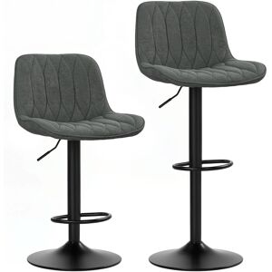 HOMCOM Bar Stools Set of 2, Height Adjustable Swivel Barstools with Backrest and Anti-Cat-Scratch Material for Kitchen, Breakfast Counter, Charcoal Grey HOMCOM Bar Stools Set of 2, Height Adjustable Swivel Barstools with Backrest and Anti-Cat-Scratch Material for Kitchen, Breakfast Counter, Charcoal Grey