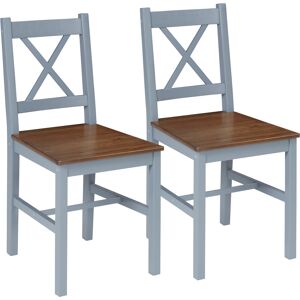 HOMCOM Dining Chairs Set of 2, Pine Wood Kitchen Chairs with Cross Back, Solid Structure for Living Room and Dining Room, Grey HOMCOM Dining Chairs Set of 2, Pine Wood Kitchen Chairs with Cross Back, Solid Structure for Living Room and Dining Room, Grey