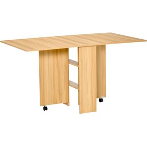 HOMCOM Folding Dining Table, Drop Leaf Table for Small Spaces, Foldable Rectangular Tabletop with Storage Shelves for Kitchen, Dining Room, Teak HOMCOM Folding Dining Table, Drop Leaf Table for Small Spaces, Foldable Rectangular Tabletop with Storage Shelves for Kitchen, Dining Room, Teak