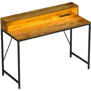 HOMCOM 120cm Computer Desk with LED Lights and Power Outlets, Gaming Desk with Monitor Stand, Computer Table with Remote for Home Office Study, Rustic Brown HOMCOM 120cm Computer Desk with LED Lights and Power Outlets, Gaming Desk with Monitor Stand, Computer Table with Remote for Home Office Study, Rustic Brown