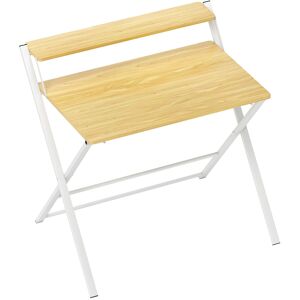 HOMCOM Compact Folding Desk for Small Spaces, Foldable Computer Desk with Storage Shelf for Home Office, 86 x 66 x 82 cm, Maple Wood-effect HOMCOM Compact Folding Desk for Small Spaces, Foldable Computer Desk with Storage Shelf for Home Office, 86 x 66 x 82 cm, Maple Wood-effect