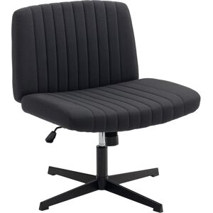 HOMCOM Armless Office Chair, Linen Fabric Criss Cross Legged Desk Chair with Wide Seat, Thick Padding, Tilt Function, Height Adjustable Swivel Computer Seat for Home, Scratch Resistant, Black HOMCOM Armless Office Chair, Linen Fabric Criss Cross Legged Desk Chair with Wide Seat, Thick Padding, Tilt Function, Height Adjustable Swivel Computer Seat for Home, Scratch Resistant, Black