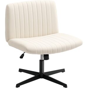 HOMCOM Armless Office Chair, Linen Fabric Criss Cross Legged Desk Chair with Wide Seat, Thick Padding, Tilt Function, Height Adjustable Swivel Computer Seat for Home, Scratch Resistant, Cream HOMCOM Armless Office Chair, Linen Fabric Criss Cross Legged Desk Chair with Wide Seat, Thick Padding, Tilt Function, Height Adjustable Swivel Computer Seat for Home, Scratch Resistant, Cream