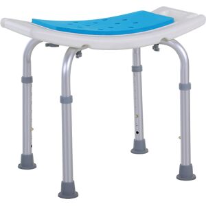 HOMCOM 6-Level Height Adjustable Aluminium Bath Room Stool Chair Shower Non-Slip Design w/ Padded Seat Drainiage Holes Foot Pad - Blue Aosom UK HOMCOM 6-Level Height Adjustable Aluminium Bath Room Stool Chair Shower Non-Slip Design w/ Padded Seat Drainiage Holes Foot Pad - Blue Aosom UK