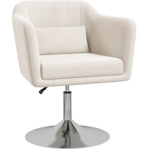 HOMCOM Modern Accent Chair with Swivel Base, Height Adjustable Arm Chair with Pillow for Living Room, Bedroom, Cat Scratch Resistant, Cream White HOMCOM Modern Accent Chair with Swivel Base, Height Adjustable Arm Chair with Pillow for Living Room, Bedroom, Cat Scratch Resistant, Cream White