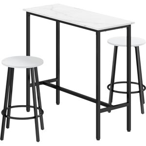 HOMCOM 3 Piece Bar Table and Stool Set for 2 with Stools Steel Frame Footrest for Kitchen Living Room Small Space White Aosom UK HOMCOM 3 Piece Bar Table and Stool Set for 2 with Stools Steel Frame Footrest for Kitchen Living Room Small Space White Aosom UK