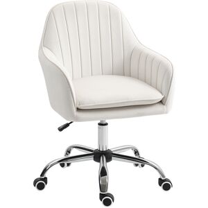 HOMCOM Velvet-Feel Office Chair with Adjustable Height and Wheels - Cream White HOMCOM Velvet-Feel Office Chair with Adjustable Height and Wheels - Cream White