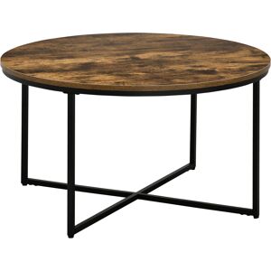 HOMCOM Coffee Table, Industrial Round Side Table with Metal Frame, Large Tabletop for Living Room, Bedroom, Rustic Brown Aosom UK HOMCOM Coffee Table, Industrial Round Side Table with Metal Frame, Large Tabletop for Living Room, Bedroom, Rustic Brown Aosom UK