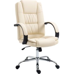 Vinsetto High Back Swivel Chair, PU Leather Executive Office Chair with Padded Armrests, Adjustable Height, Tilt Function, Beige Vinsetto High Back Swivel Chair, PU Leather Executive Office Chair with Padded Armrests, Adjustable Height, Tilt Function, Beige