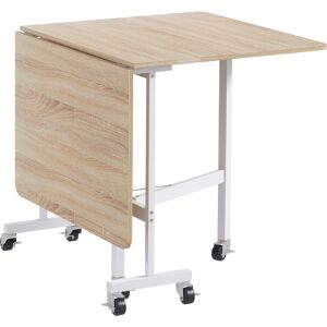 HOMCOM Drop Leaf Dining Table with Metal Frame for 4-6 Person, Folding Kitchen Table for Small Spaces, Nature Aosom UK HOMCOM Drop Leaf Dining Table with Metal Frame for 4-6 Person, Folding Kitchen Table for Small Spaces, Nature Aosom UK