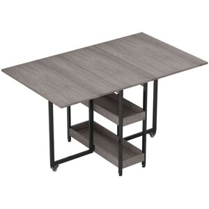 HOMCOM Industrial Folding Dining Table, Drop Leaf Table with Open Compartments for Small Spaces, Kitchen, Dining Room, Grey HOMCOM Industrial Folding Dining Table, Drop Leaf Table with Open Compartments for Small Spaces, Kitchen, Dining Room, Grey