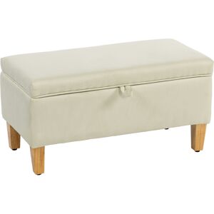 HOMCOM 30L Linen Storage Ottoman Padded Footstool with Rubberwood Legs for Storage Box, Bed End, Shoe Bench, Seating, Beige HOMCOM 30L Linen Storage Ottoman Padded Footstool with Rubberwood Legs for Storage Box, Bed End, Shoe Bench, Seating, Beige