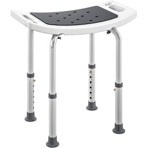 HOMCOM 6-Level Height Adjustable Aluminium Bath Room Stool Chair Shower Non-Slip Design w/ Padded Seat Drainage Holes Foot Pad, Grey HOMCOM 6-Level Height Adjustable Aluminium Bath Room Stool Chair Shower Non-Slip Design w/ Padded Seat Drainage Holes Foot Pad, Grey