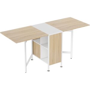 HOMCOM Oak & White Foldable Drop Leaf Dining Table - Small Space Storage HOMCOM Oak & White Foldable Drop Leaf Dining Table - Small Space Storage