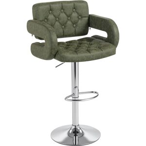 HOMCOM PU Leather Upholstered Swivel Bar Stool, Height Adjustable with Back, Armrest, Footrest, Green HOMCOM PU Leather Upholstered Swivel Bar Stool, Height Adjustable with Back, Armrest, Footrest, Green
