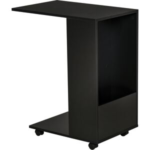 HOMCOM C-Shape End Table, Mobile Sofa Side Table with Storage, Casters for Laptop Coffee Snack, Black Aosom UK HOMCOM C-Shape End Table, Mobile Sofa Side Table with Storage, Casters for Laptop Coffee Snack, Black Aosom UK
