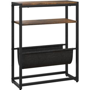 HOMCOM Narrow Side Table, End Table with 3-Tier Storage, V-Shaped Magazine Holder for Living Room, Bedroom, 43 x 18 x 56 cm, Ru HOMCOM Narrow Side Table, End Table with 3-Tier Storage, V-Shaped Magazine Holder for Living Room, Bedroom, 43 x 18 x 56 cm, Ru