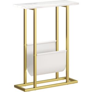HOMCOM Narrow Side Table, End Table with Magazine Holder, Nightstand for Small Spaces, Living Room, Bedroom, White Marble Grain HOMCOM Narrow Side Table, End Table with Magazine Holder, Nightstand for Small Spaces, Living Room, Bedroom, White Marble Grain