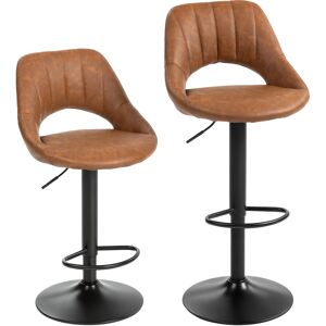 HOMCOM Bar Stools Set of 2, PU Leather Swivel Barstools with Backrest and Footrest for Kitchen, Counter, Breakfast Bar, Brown HOMCOM Bar Stools Set of 2, PU Leather Swivel Barstools with Backrest and Footrest for Kitchen, Counter, Breakfast Bar, Brown