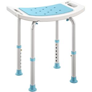 HOMCOM 6-Level Height Adjustable Aluminium Bath Room Stool Chair Shower Non-Slip Design w/ Padded Seat Drainage Holes Foot Pad, Turquoise HOMCOM 6-Level Height Adjustable Aluminium Bath Room Stool Chair Shower Non-Slip Design w/ Padded Seat Drainage Holes Foot Pad, Turquoise