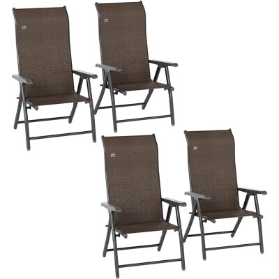Outsunny Set of Four Folding Garden Chairs, with Seven-Position Adjustable Backs, Dark Brown Outsunny Set of Four Folding Garden Chairs, with Seven-Position Adjustable Backs, Dark Brown