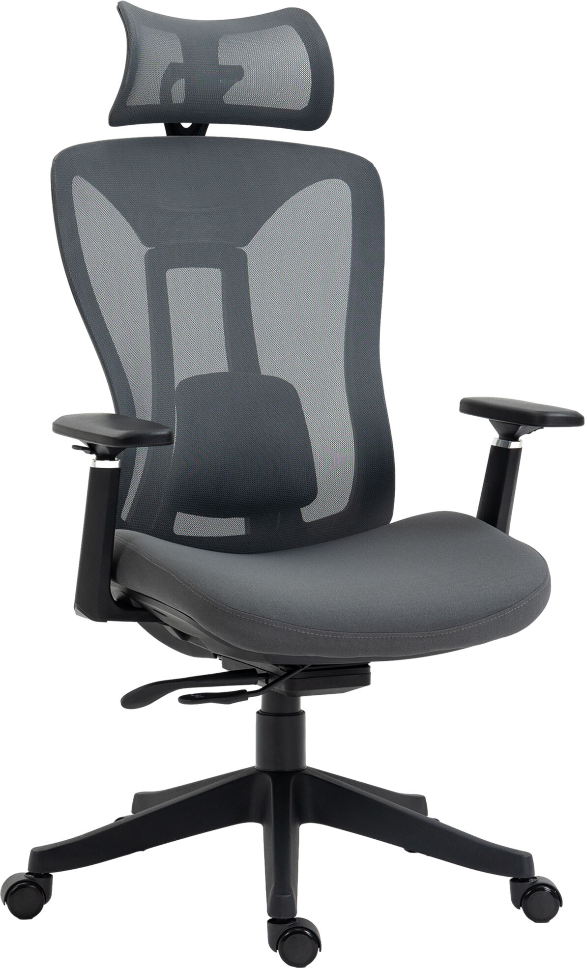 Vinsetto Mesh Office Chair, Ergonomic Desk Chair with Adjustable Headrest, Lumbar Support, 3D Armrest, Sliding Seat, Swivel Wheels, Grey Aosom UK