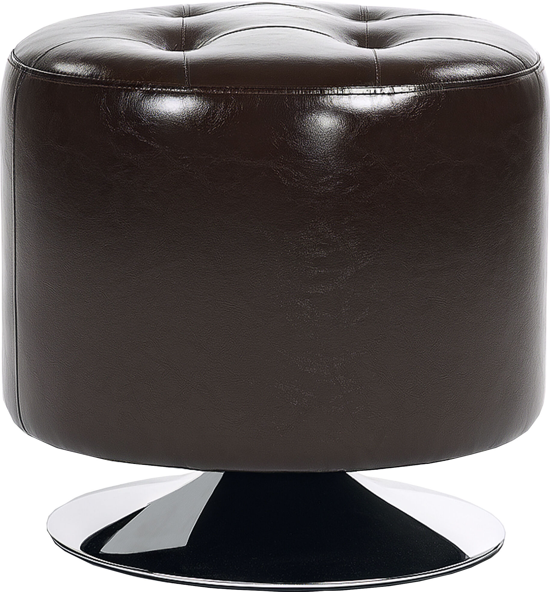 HOMCOM 360° Swivel Foot Stool Round PU Footstool with Thick Sponge Padding and Solid Steel Base, Brown