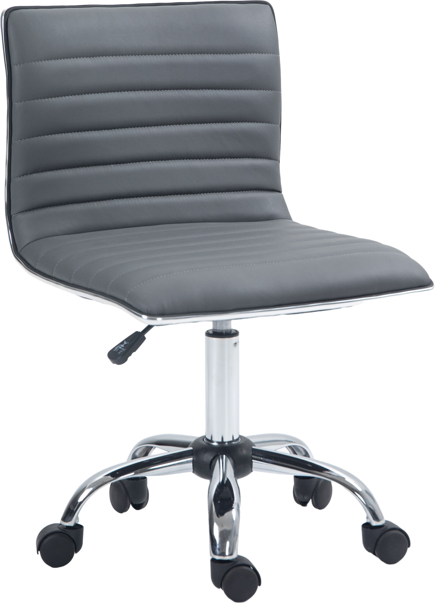 Vinsetto Armless Office Chair, PU Leather Desk Chair with Adjustable Height, Swivel Rolling Wheels for Home Office, Dark Grey Aosom UK