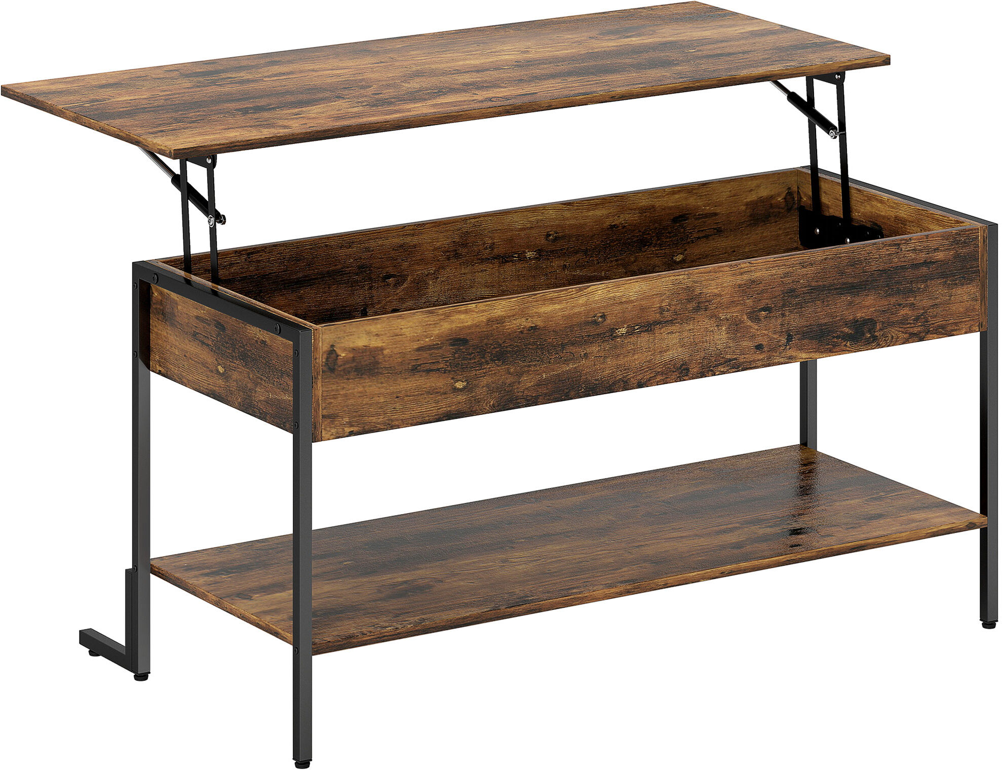 HOMCOM Lift-Top Coffee Table, with Storage - Rustic Brown