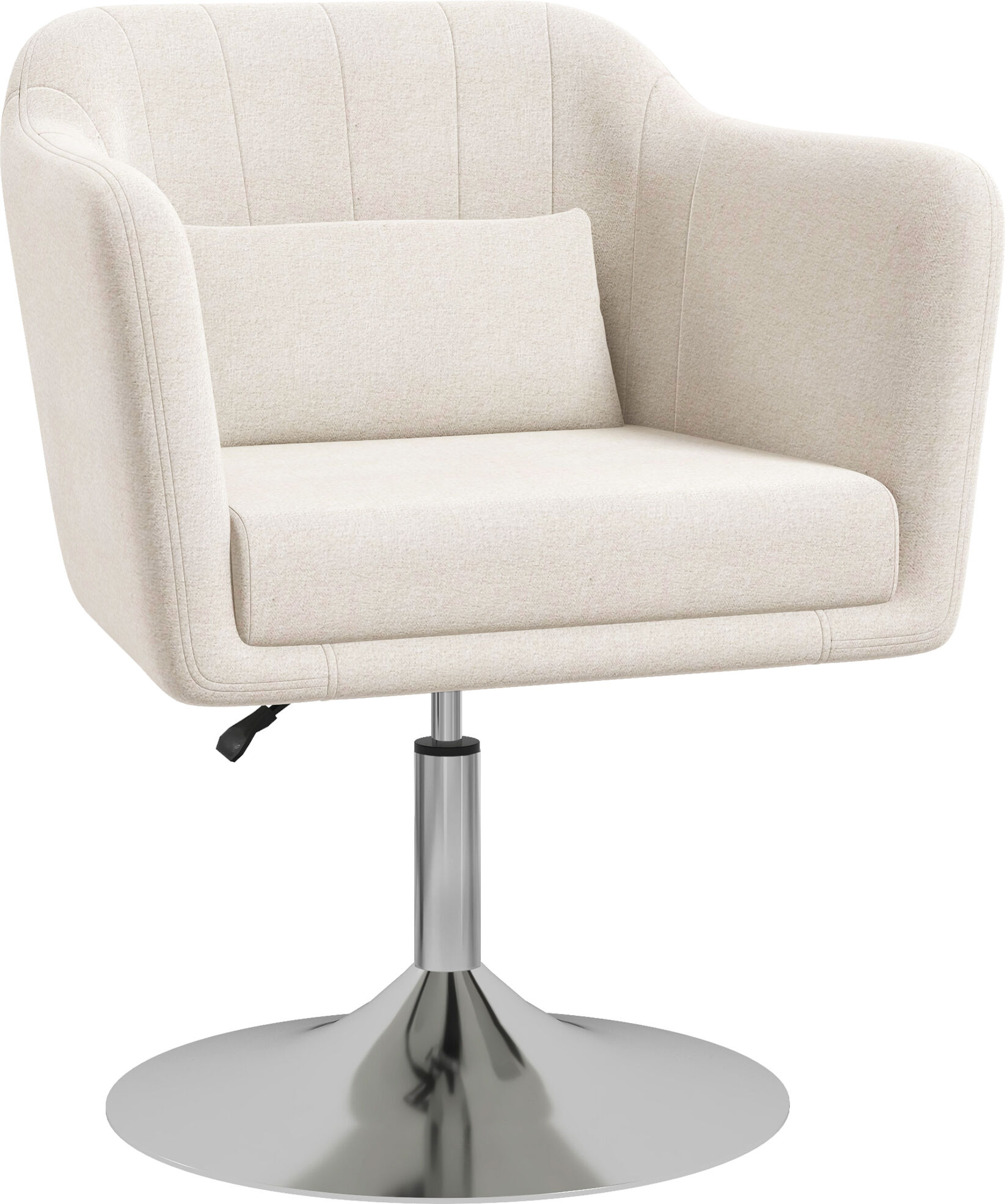 HOMCOM Modern Accent Chair with Swivel Base, Height Adjustable Arm Chair with Pillow for Living Room, Bedroom, Cream White