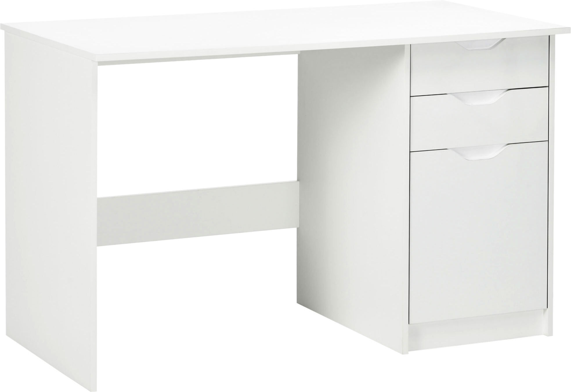 HOMCOM High Gloss Computer Desk with Drawers, Modern Writing Workstation with Storage Cabinet, PC Study Table for, Office, Study, White Aosom UK