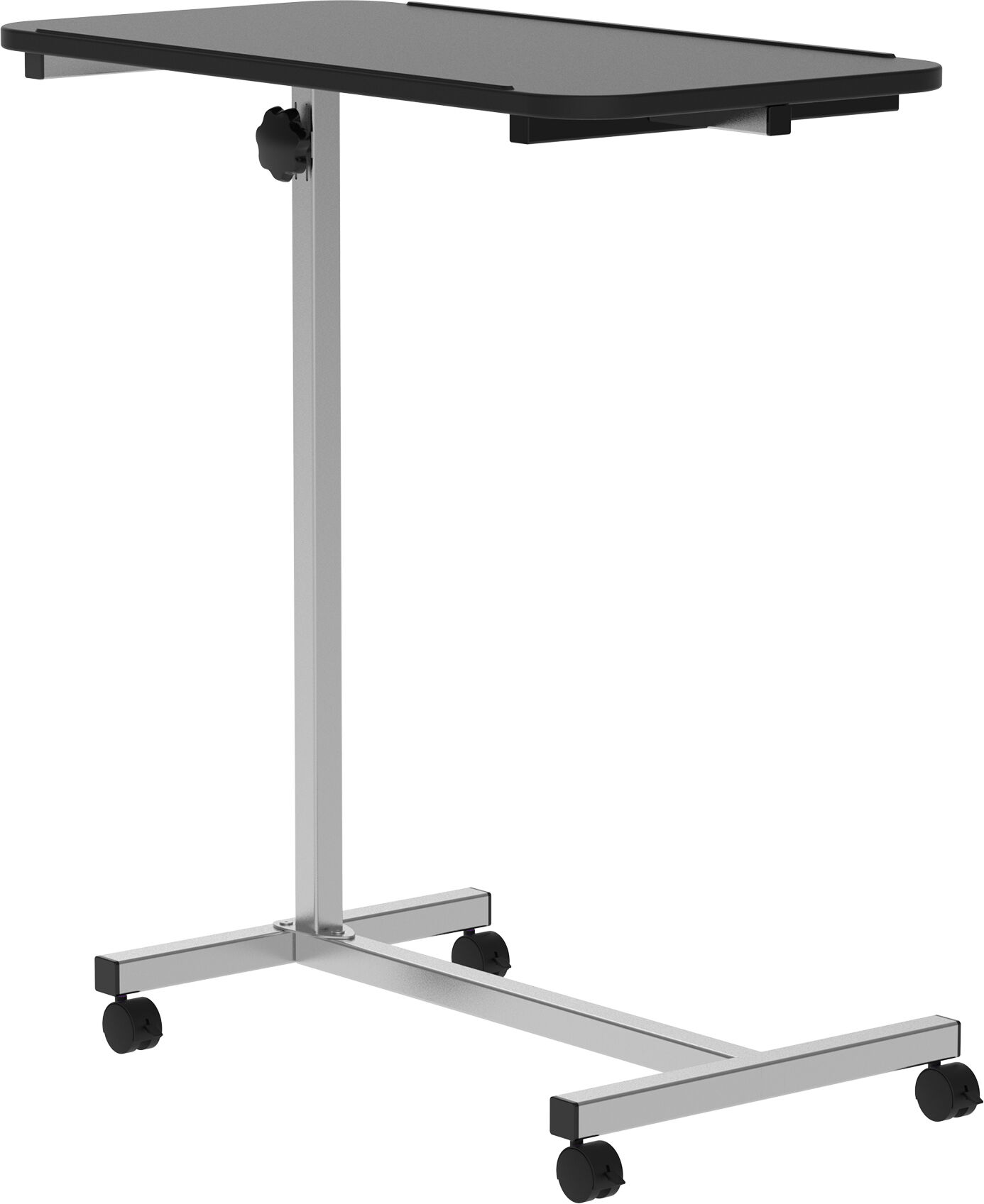 HOMCOM Portable Overbed Table with Wheels, Sofa Side Notebook Laptop Desk, End Tables w/ Height Adjustable, Lockable Castors, Black Aosom UK
