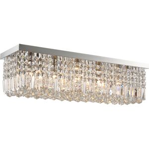 HOMCOM Modern Crystal Ceiling Light Square Crystal Chandelier for Living Room, Dining Room, Hall, E14 Base, Silver, 80 x 25 x 23cm