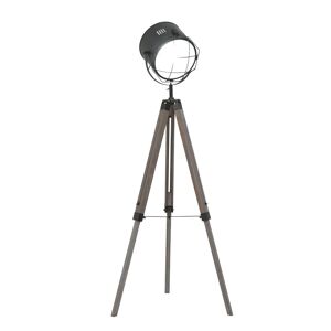 HOMCOM Industrial Style Tripod Floor Lamp for Living Room Bedroom, Vintage Spotlight Reading Lamp with Wooden Legs E27 Base