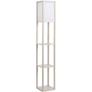 HOMCOM 3-Tier Floor Lamp, Floor Light w/ Storage Shelf, Reading Standing Lamp for Living Room, Bedroom, Office, Dorm, 160cm, Oak