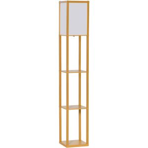 HOMCOM 3-Tier Floor Lamp, Floor Light w/ Storage Shelf, Reading Standing Lamp for Living Room, Bedroom, Office, Dorm, 160cm, Natural