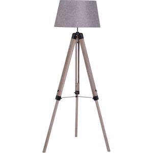 HOMCOM Wooden Adjustable Tripod Free Standing Floor Lamp  Bedside Light E27 Bulb Compatible