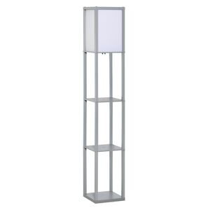 HOMCOM 3-Tier Floor Lamp, Floor Light w/ Storage Shelf, Reading Standing Lamp for Living Room, Bedroom, Office, Dorm, 160cm, Grey