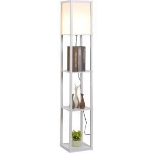 HOMCOM Standing Lamp, Floor Light with 4-Tier Storage Shelf, Reading Standing Lamp White