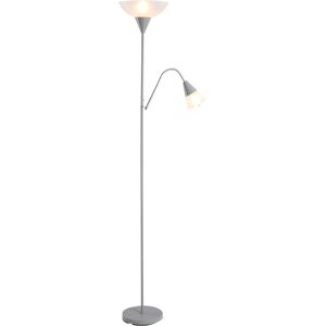 HOMCOM Modern Floor Reading Lamp 2 Adjustable Heads Light Steel Base Living Room Bedroom Office, 179.5cm